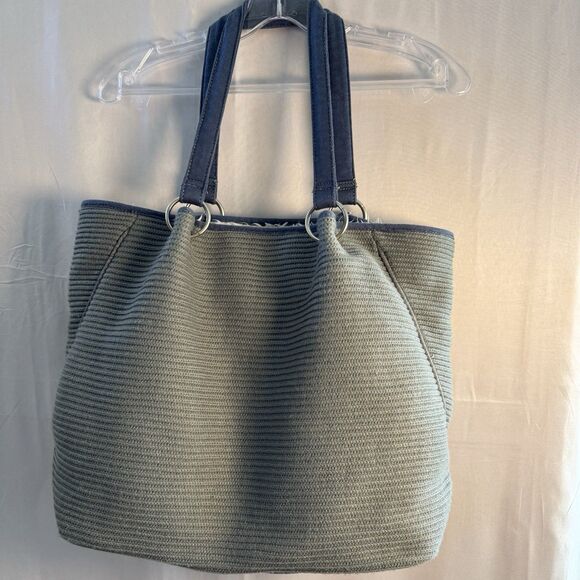 Fuzzy Nation Yorkie Dog Print Tote Bag Denim Blue Casual Handbag - Picture 2 of 14